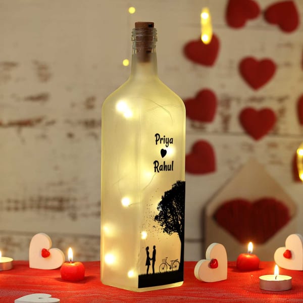 Romantic Couple Personalized Glass Bottle Lamp: Gift/Send Home and ...