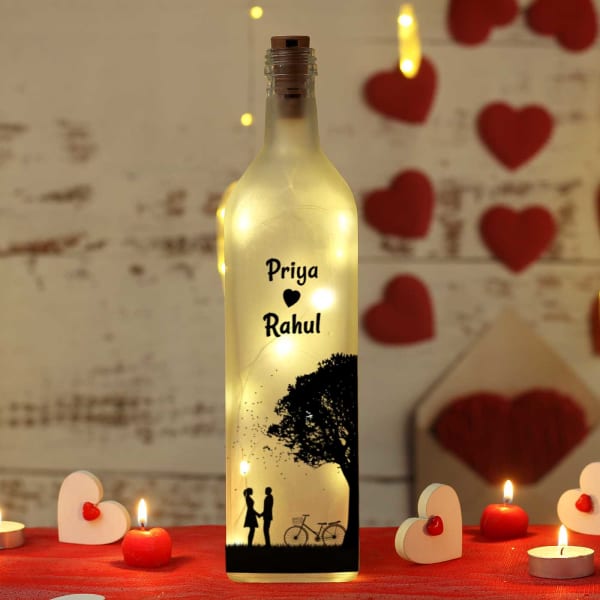 Romantic Couple Personalized Glass Bottle Lamp: Gift/Send Home and ...