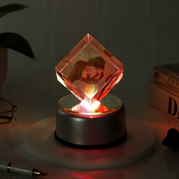 Romantic Moments - Personalized Rotating LED Crystal Cube