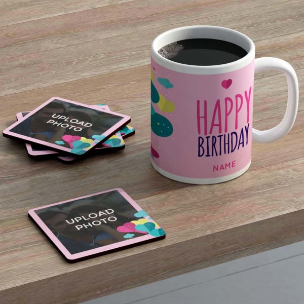 Romantic Personalized Birthday Mug Coasters combo