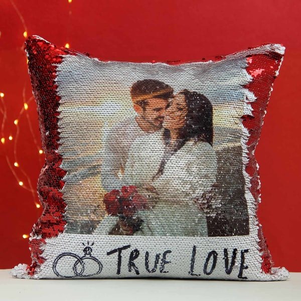 Romantic Personalized Sequin Cushion