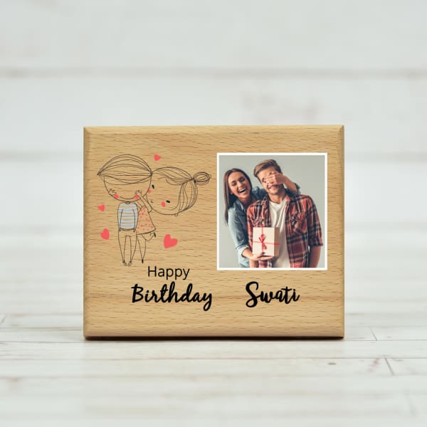 Romantic Personalized Wooden Photo Frame for Birthday