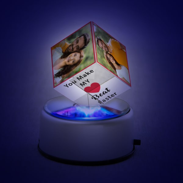 Romantic Rotating Crystal Cube with LED