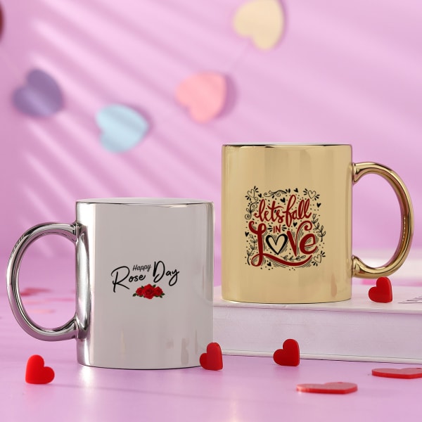 Rose Day Personalized Valentine Mugs (Set of 2)