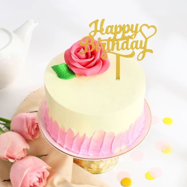Rose Decor Birthday Cake (500 Gm)