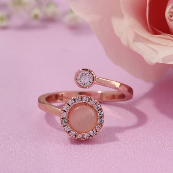 Rose Gold Moonstone Adjustable Ring