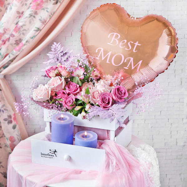 Rosy Jubilance Flower Hamper for Mom
