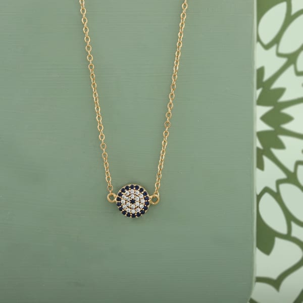 Round Evil Eye Necklace In Gold Plating