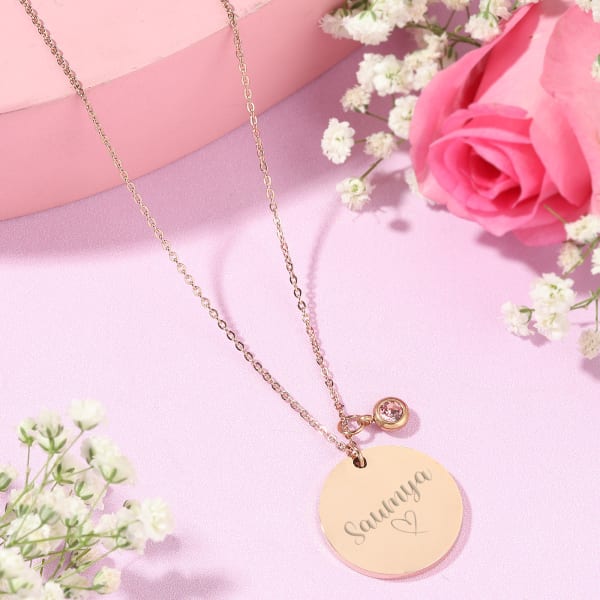 Round Personalized Rose Gold Pendant