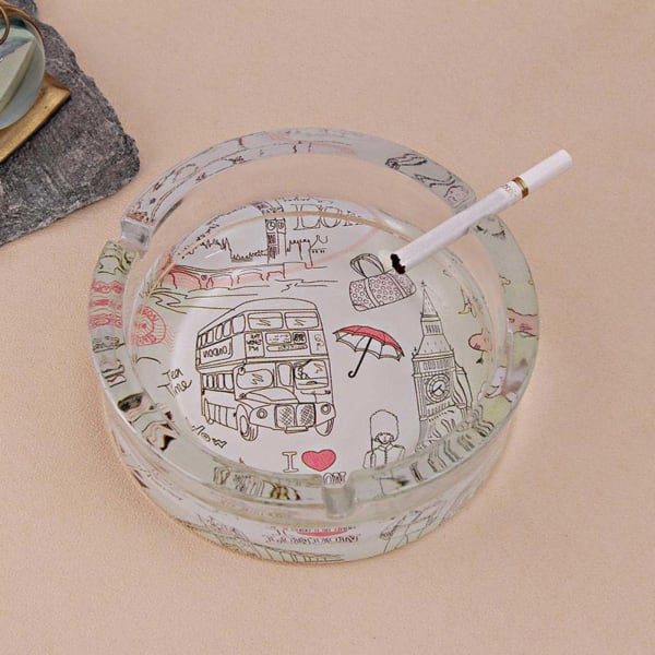 Round Printed Glass Ashtray Gift/Send Home and Living Gifts Online