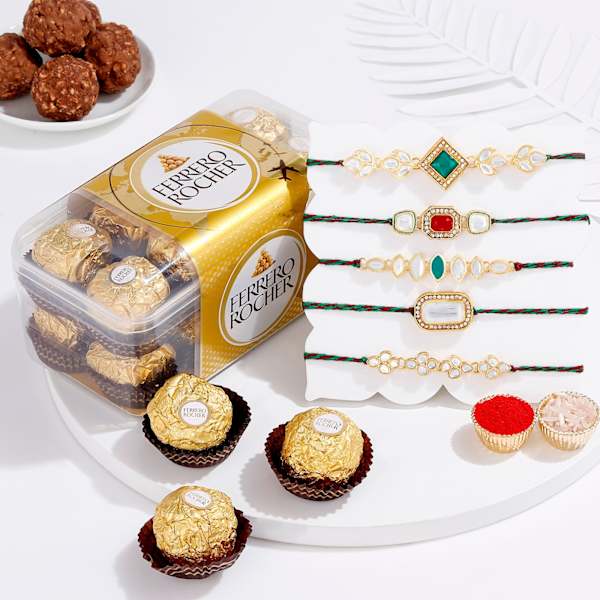 Royal Kundan Rakhis And Chocolate Combo