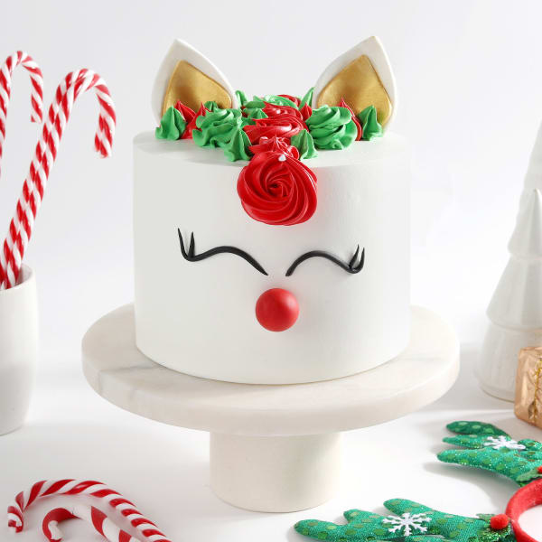 Rudolph Reindeer Semi Fondant Cake (1kg)