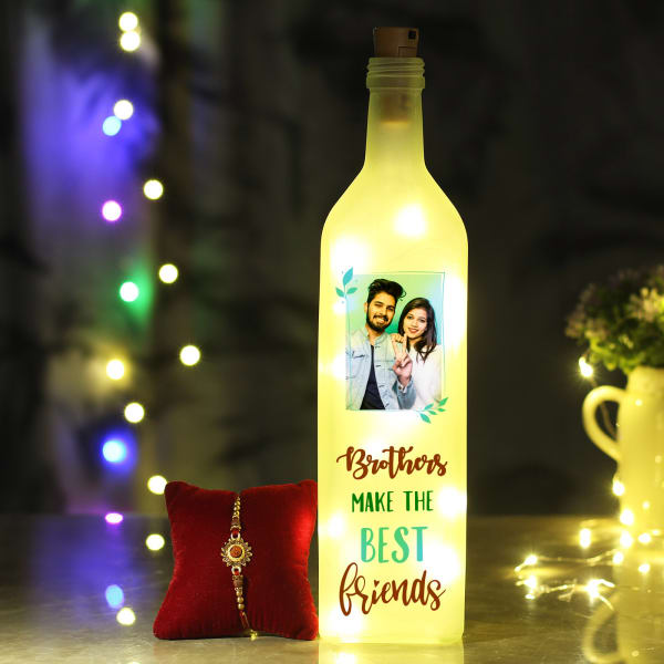 Rudraksh Rakhi with Personalized LED Bottle