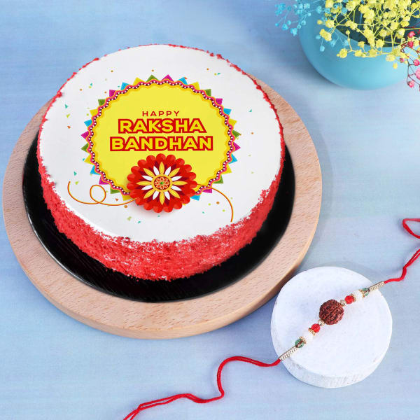 Rudraksh Rakhi With Rakshabandhan Red Velvet Cake (Half kg)