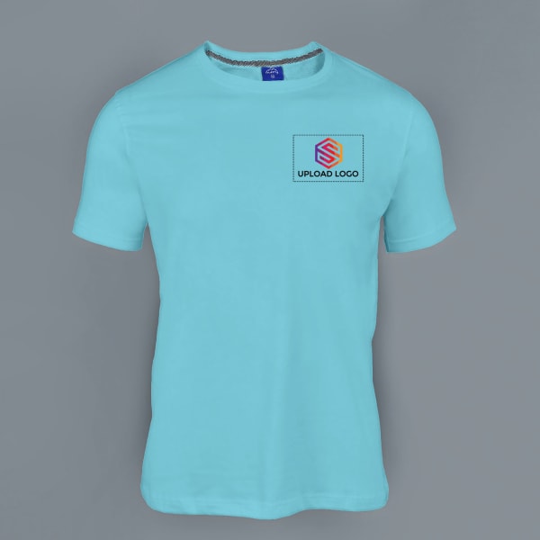 Ruffty Crew Neck Cotton T-shirt for Men (Aqua Blue)