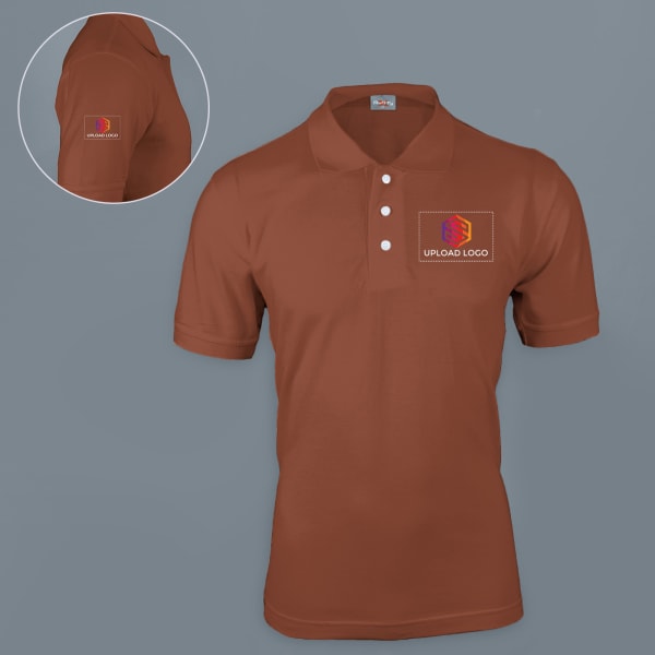 Ruffty Solids Cotton Polo T-shirt for Men (Chestnut)