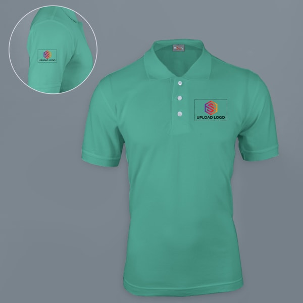Ruffty Solids Cotton Polo T-shirt for Men (Coral Green)