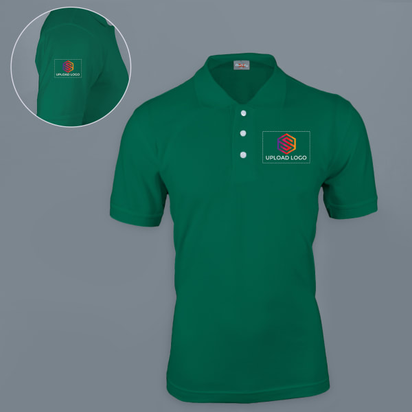 Ruffty Solids Cotton Polo T-shirt for Men (Forest Green)