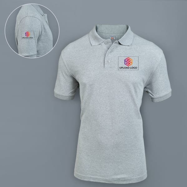 Ruffty Solids Cotton Polo T-shirt for Men (Grey Melange)