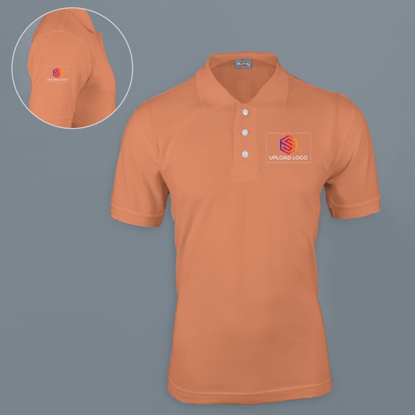 Ruffty Solids Cotton Polo T-shirt for Men (Peach)
