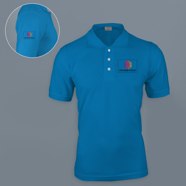 Ruffty Solids Cotton Polo T-shirt for Men (Sky Blue)