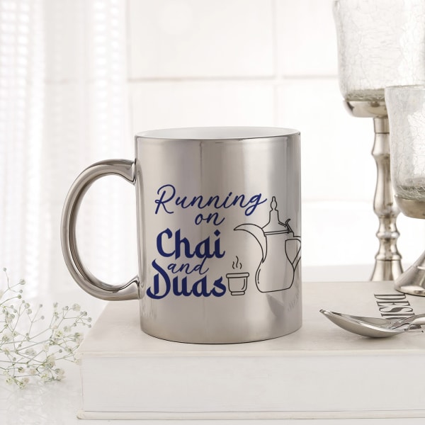 Running On Chais And Duas Personalized Metallic Mug - Silver