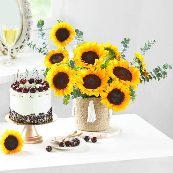 Rustic Blooms With Black Forest Cake