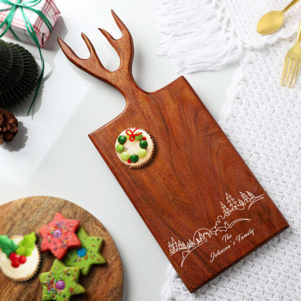 Santa's Ride Personalized Wooden Chopping And Serving Board