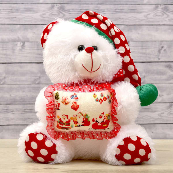 Santa Teddy with Polka Cap