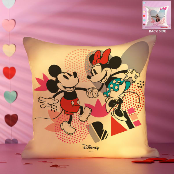 Satin Minnie & Mickey Personalized LED Cushion