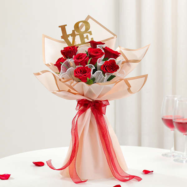 Scarlet Romance Red Rose Bouquet