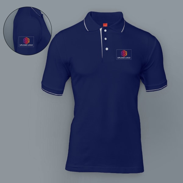 Scott Organic Cotton  Polo T-Shirt for Men (Navy Blue with White)