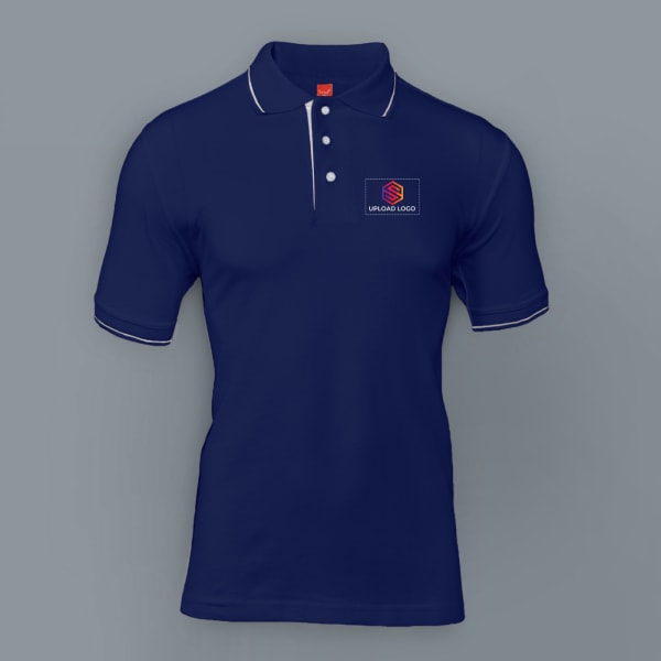 Scott Organic Cotton Polo T-Shirt for Men (Navy Blue with White)