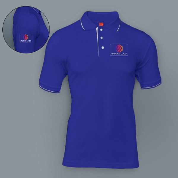 Scott Organic Cotton  Polo T-Shirt for Men (Royal Blue with White)