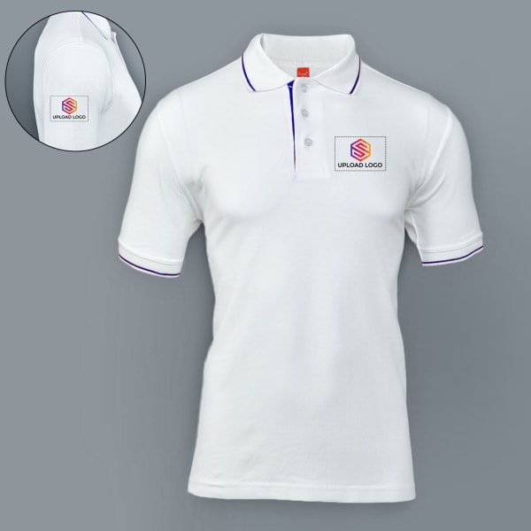 Scott Organic Cotton  Polo T-Shirt for Men (White with Royal Blue)