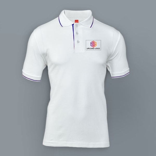 Scott Organic Cotton  Polo T-Shirt for Men (White with Royal Blue)