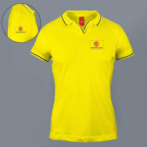 Scott Organic Cotton Polo T-Shirt for Women (Yellow with Blue)