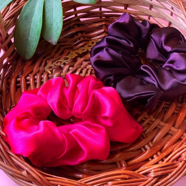 Scrunchies - Dark Pink And Violet - Set Of 2
