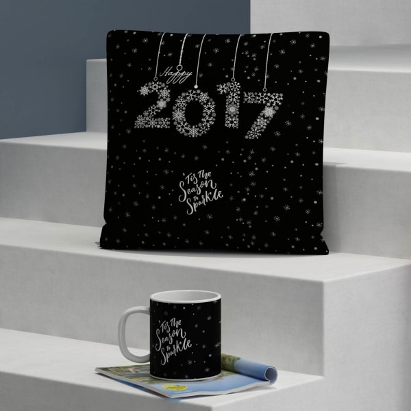 Season to Sparkle New Year Cushion and Mug