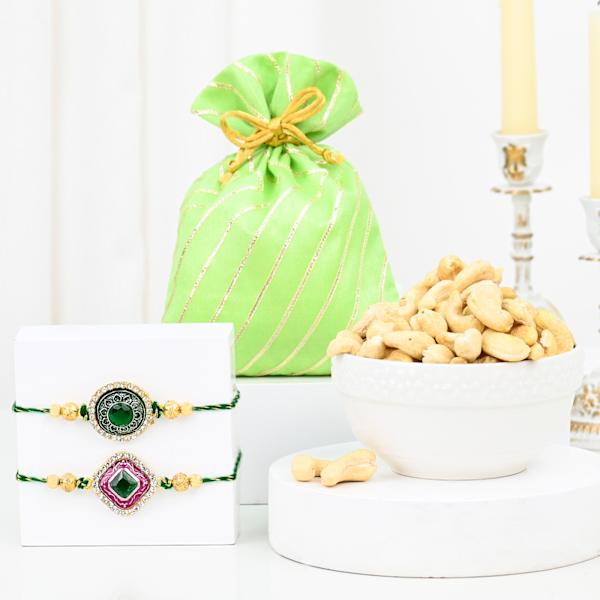Semi Precious Rakhi Gift Combo