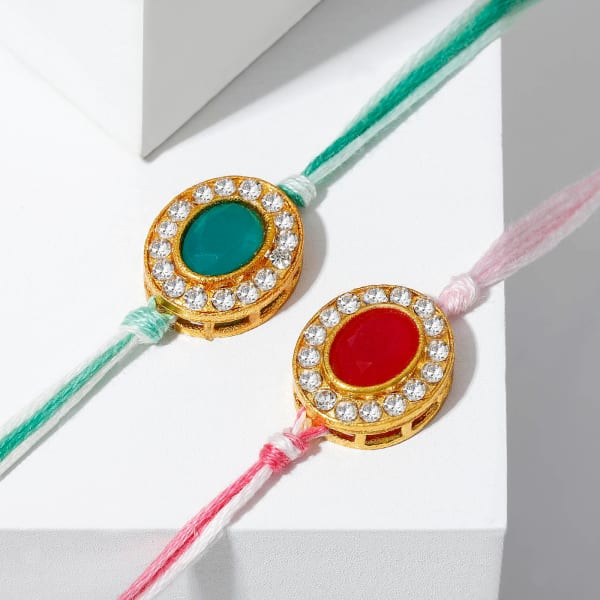 Semi Precious Stone And CZ Rakhi (Set of 2)