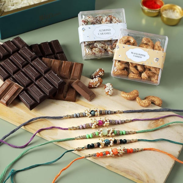 Semi Precious Stone Rakhis With Premium Goodies