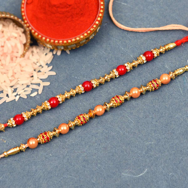 Set of 2 Beads & Pearl Rakhi