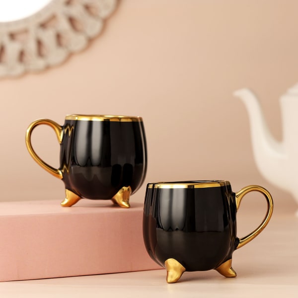 Set of 2 Black Beauty Tea Cups