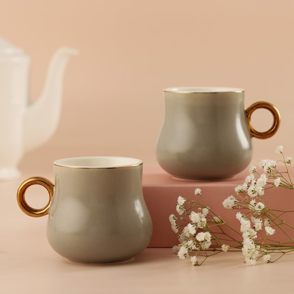 Set of 2 Grey Tea Cups