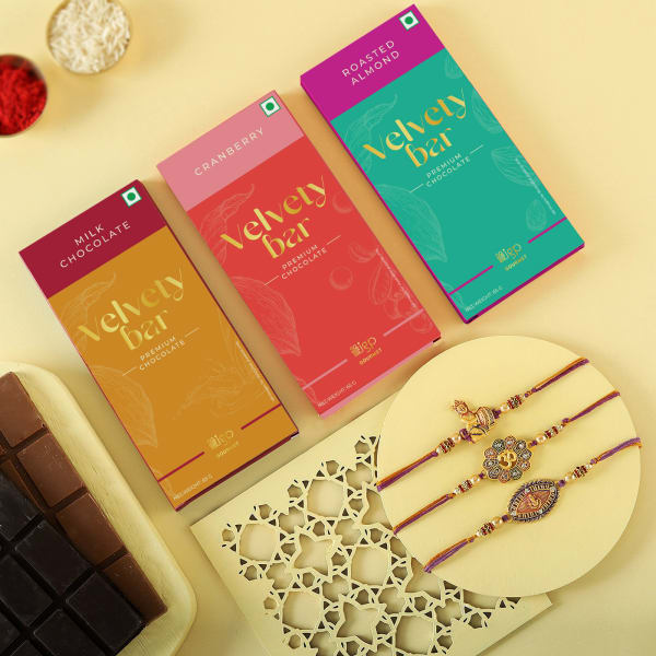 Set of 3 Rakhis and Chocolates