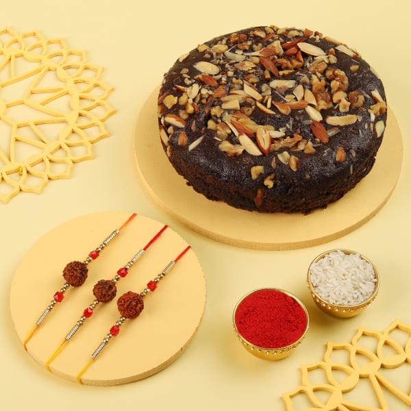 Set of 3 Rakhis with Almond Cake