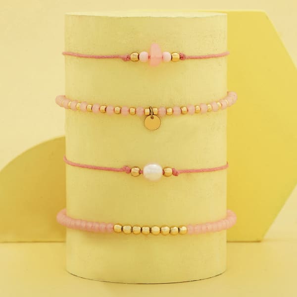 Set of 4 Pink Bead Bracelets