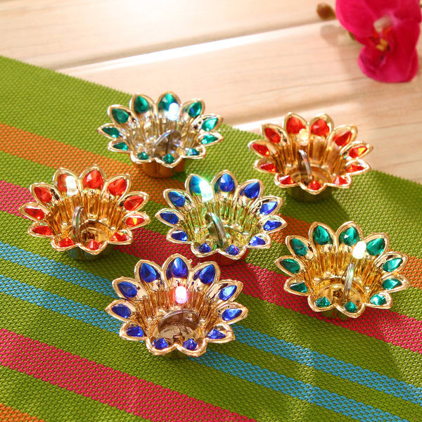 Set of 6 Flower Shaped Candle Votives Gift/Send Diwali Gifts Online