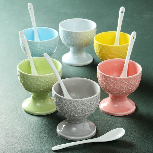 Set of 6 Ice Cream Bowls with Spoons